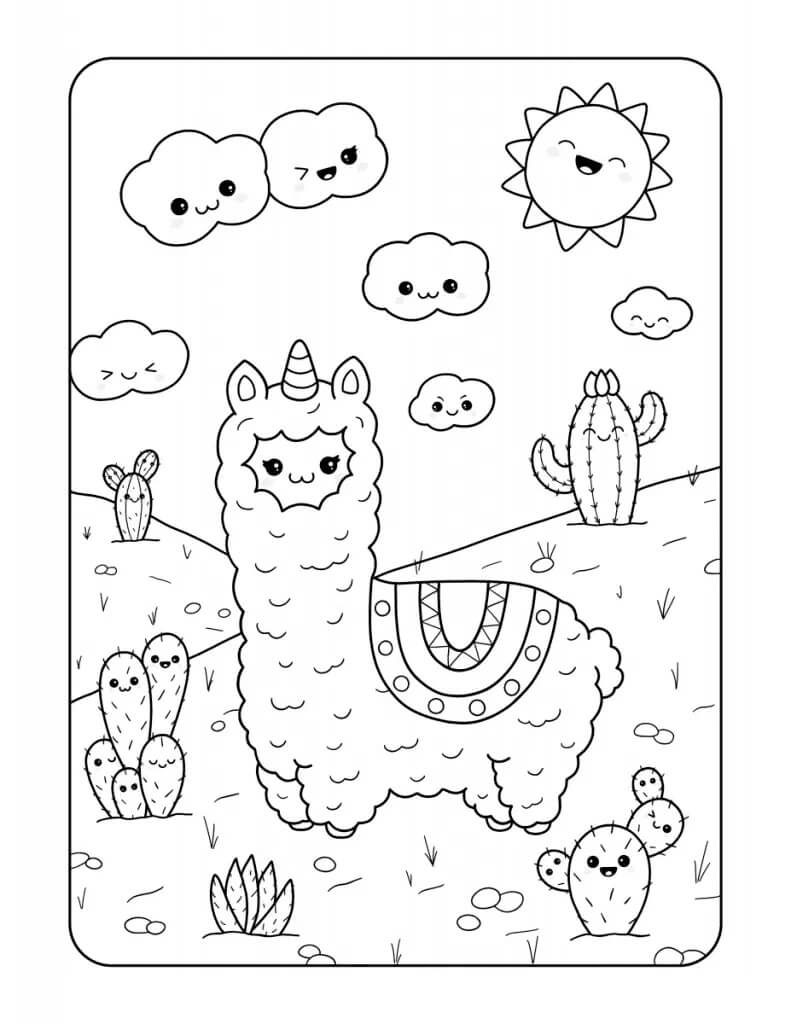 Dolce cactus kawaii da colorare - Disegni da Colorare per bambini